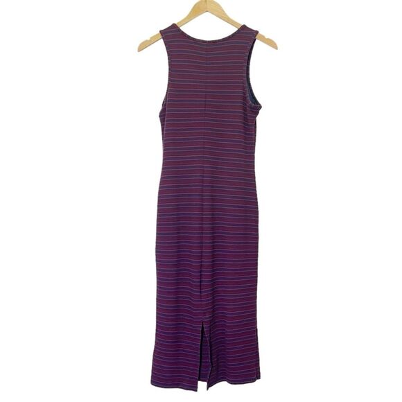 Marine Layer Lexi Rib Daytime Midi Tank Dress Cabernet Navy Stripe Size Large - Picture 3 of 14